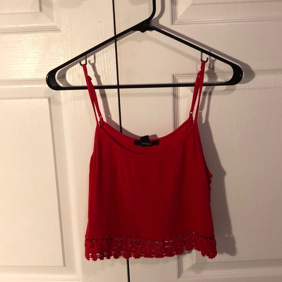 Red crop top with lace! - Picture 1 of 2